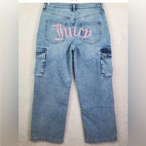 Juicy Couture  Women’s  Blue Cargo Pants with Pink Logo Size 7